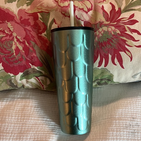STARBUCKS sz Venti 24 oz Large Metal
Dual-Wall Insulated Green Scale Mermaid NEW - Picture 5 of 13